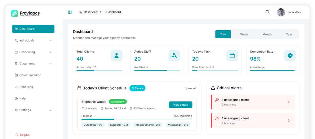 Providocs dashboard preview